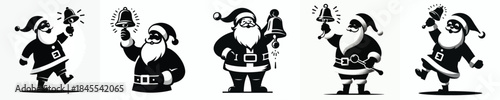 vector silhouette of santa claus ringing christmas bells