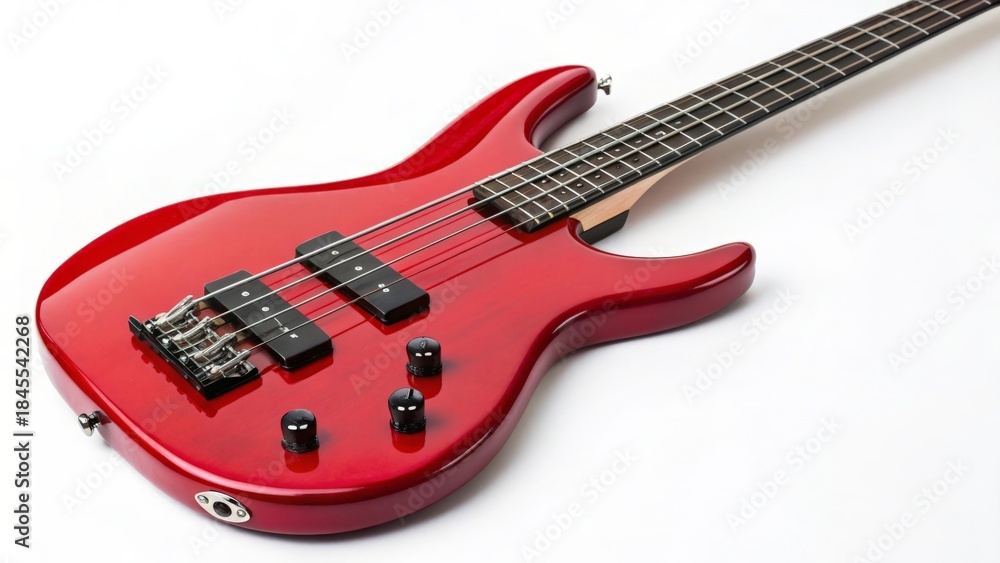 Fototapeta premium Vibrant Red Electric Bass Guitar