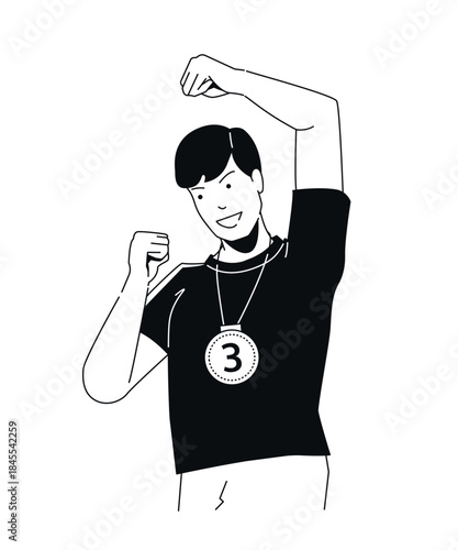 Third Place Winner - Black and White Flat Design Illustration