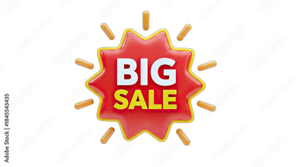Fototapeta premium 3D Big Sale Icon on White Background
