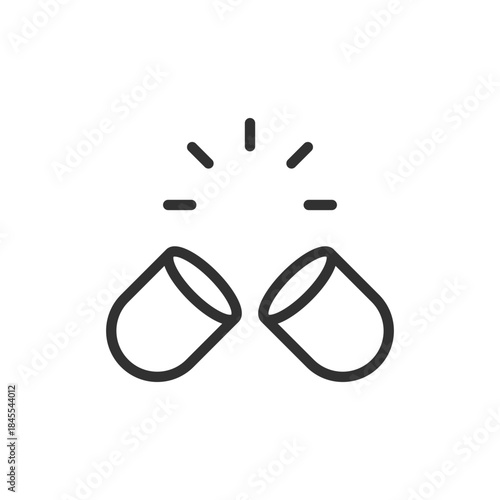 Capsules with highlighted content, linear icon. Medicine dosage and capsule filling. Line with editable stroke.