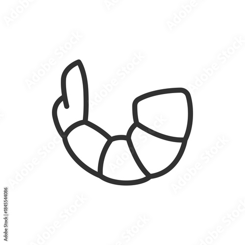 Shrimp, linear icon. Seafood ingredient and food product. Line with editable stroke.