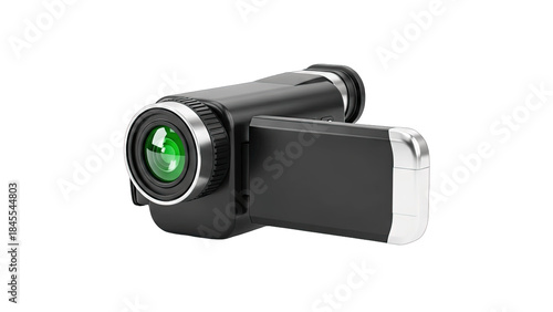 Modern Black Camcorder Isolated on White Background