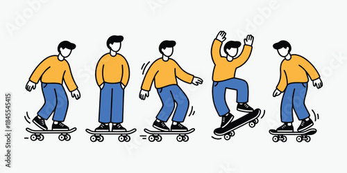 Dynamic Skateboarder Action Sequence Vector Pack