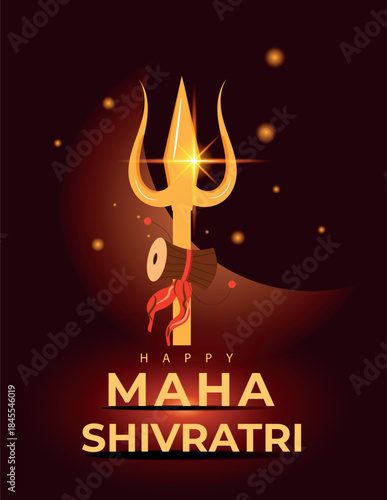 Maha Shivratri greeting banner. Hindu celebration card for web design. Vector illustration