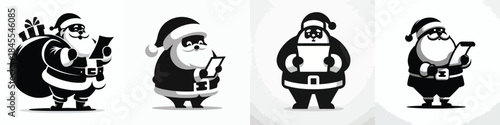 vector silhouette of santa claus carrying christmas gift note