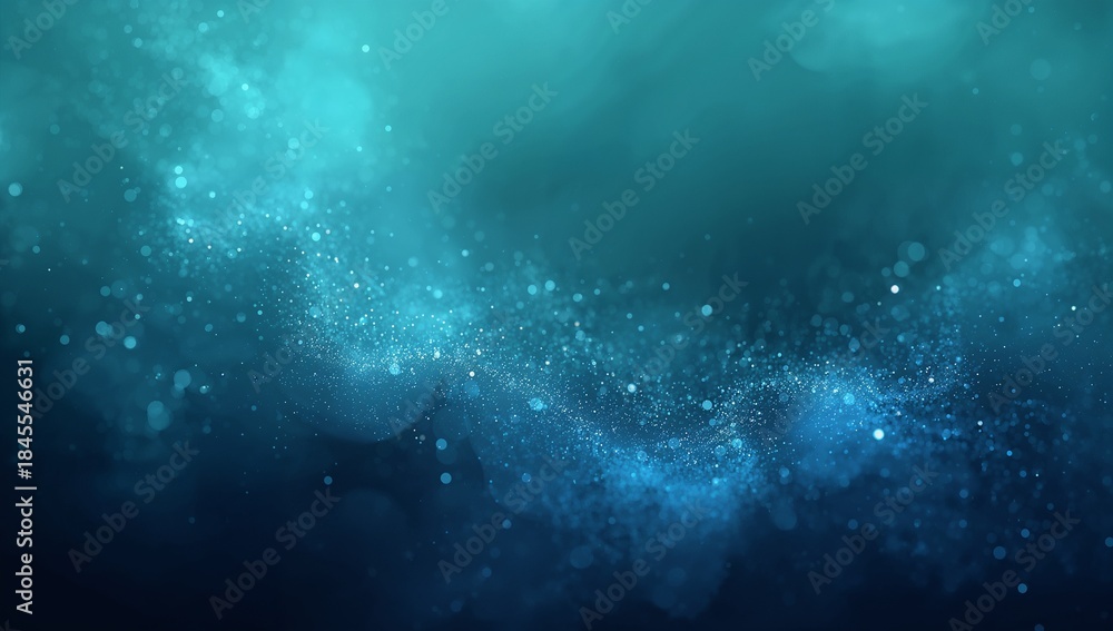 Fototapeta premium Streaming central luminous particle cloud flowing across abstract nebula scene, with bokeh orbs