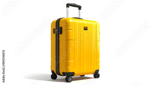 yellow travel suitcase isolated on white background