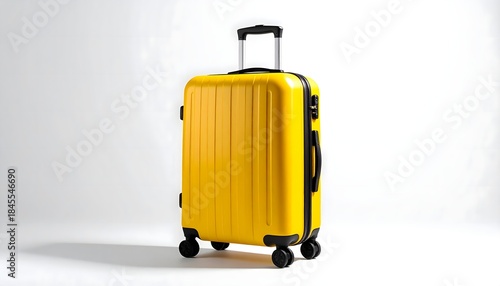 yellow travel suitcase isolated on white background