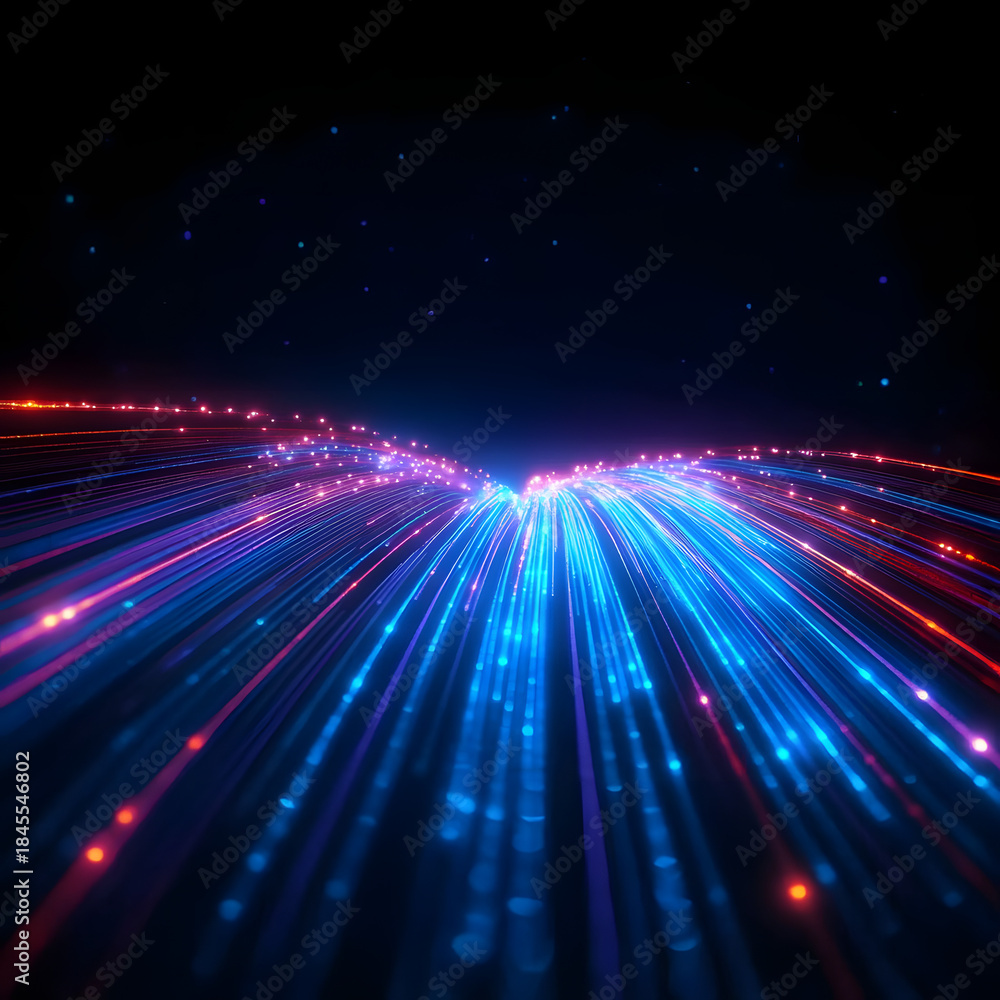 Obraz premium Abstract visualization of high speed digital data flow and network connections