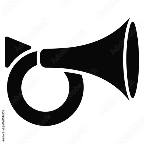 Hunting horn musical instrument vector illustration post horn graphic art signal instrument concept traditional wind instrument sound symbol old fashioned
