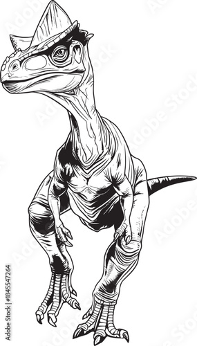 Dilophosaurus Ilustracion vectorial con cresta prehistórico diseñado para educación