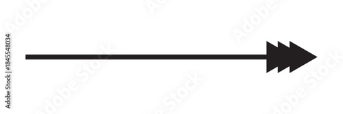 Horizontal long straight arrow signs. Black pointer, direction, position symbol and double arrow icon isolated on white background. Vector Illustration