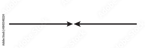 Horizontal long straight arrow signs. Black pointer, direction, position symbol and double arrow icon isolated on white background. Vector Illustration