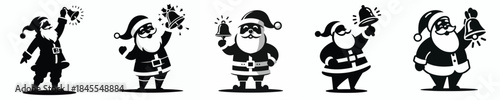 vector silhouette of santa claus ringing christmas bells