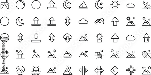 Collection of Minimalist Icons for Nature and Sky Elements