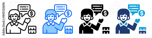 Financial Advisor Icon Set Multi Style Vector Illustration