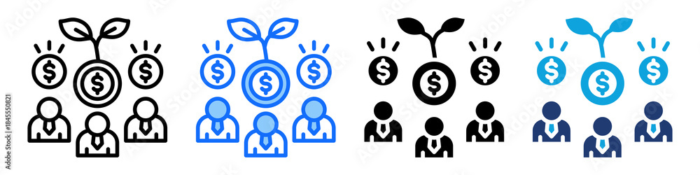 Obraz premium Mutual Fund Icon Set Multi Style Vector Illustration