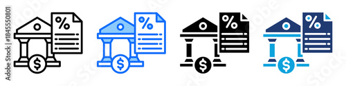 Bank Loan Icon Set Multi Style Vector Illustration