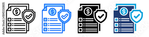 Insurance Policy Icon Set Multi Style Vector Illustration