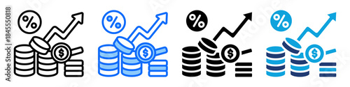 Interest Rate Icon Set Multi Style Vector Illustration