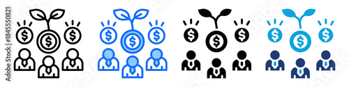 Mutual Fund Icon Set Multi Style Vector Illustration
