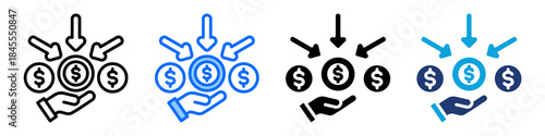 Revenue Stream Icon Set Multi Style Vector Illustration
