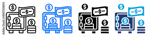 Cash Reserve Icon Set Multi Style Vector Illustration