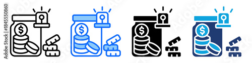 Emergency Fund Icon Set Multi Style Vector Illustration