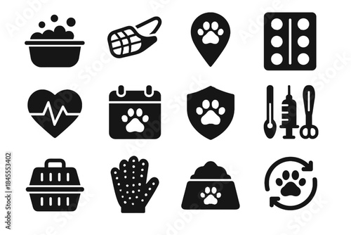 Tracker appearance care solids symbol icon pet no carrier wellness visual vector