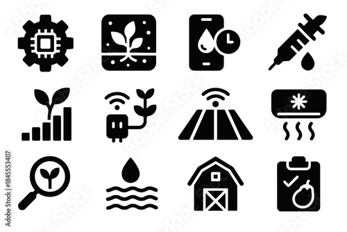 Invisible agriculture negative icon gear farm vector smart thickness spacing solids icons