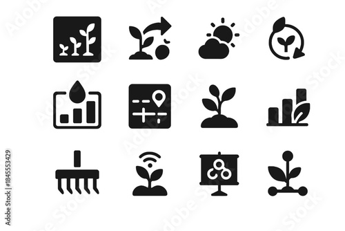 Board sustainable set no background negative outlines forms agritech icon vector textures