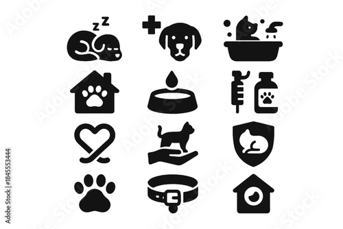 Vector rest care wellness monitored cells pet icons icon space no clean