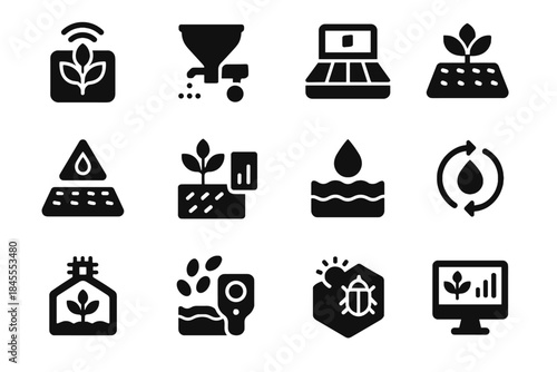 Sensor indicator field automated smart agritech icon icons irrigation vector spacing precision