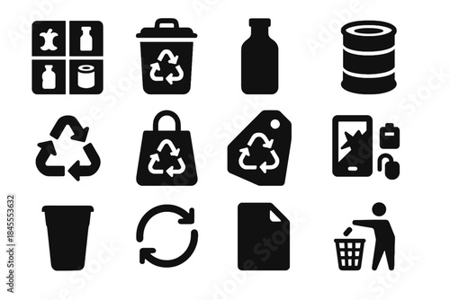 Perfect white recycling flat icon vector alignment equal set geometric silhouette weight
