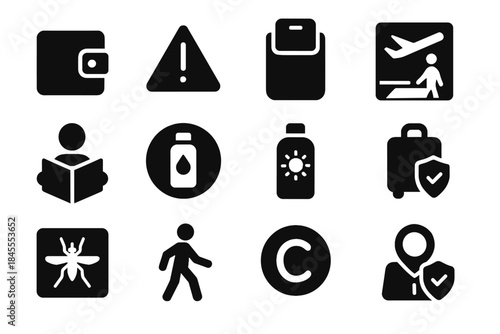 Sterile gradients icons sunscreen icon wallet travel safety thickness safe vector path