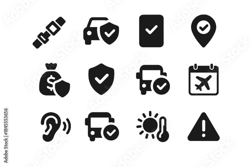 Vector squares safety no icons alert geometric timing secure invisible travel icon