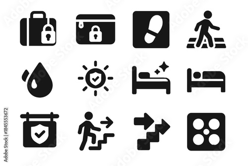 Optional travel icon background safety no vector stable corners rest transparency icons