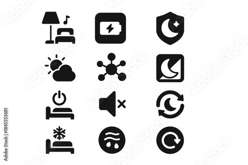 Vector bedtime symbol mode sleep icon optional shapes thickness rest icons flat