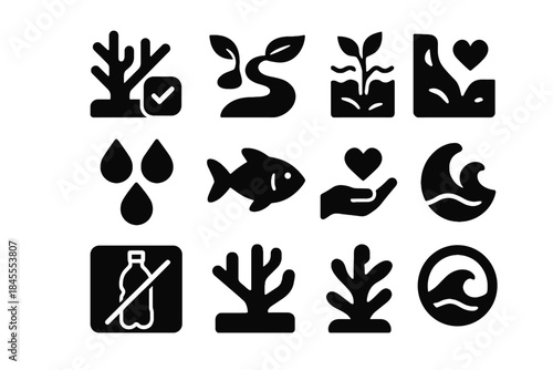 Spacing negative transparency shading wave ocean renewal textures icons conservation no vector