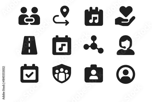 Design set icons no marker vector strokes icon white badge volunteer gradients