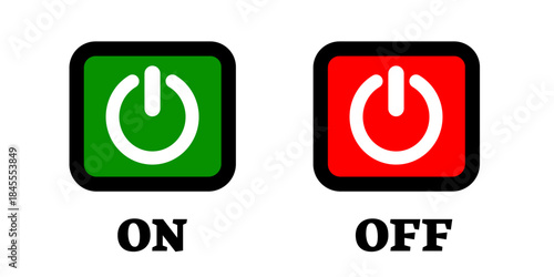 Power button icon design for turning devices on and off with white backround.