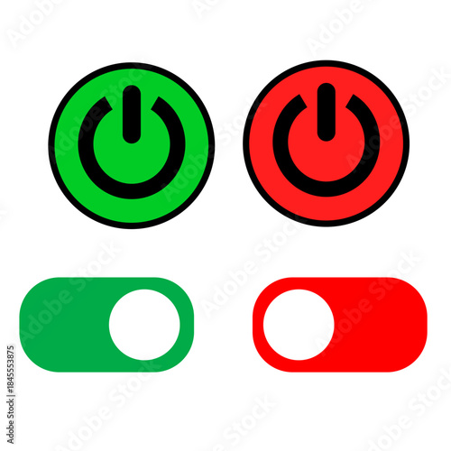 Set of power button icon design for turning devices on and off. On off switch symbol.