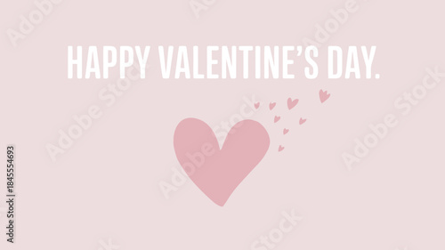 Pale pink background with hand drawn heart and happy valentine's day text