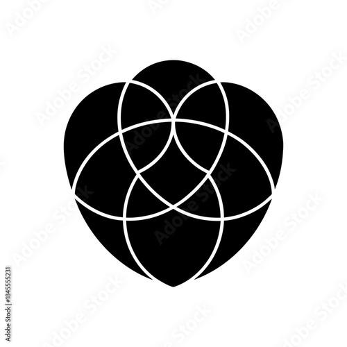 Shield Design Created From Overlapping Circular Forms Producing Soft Geometric Balance Line Art Vector illustration