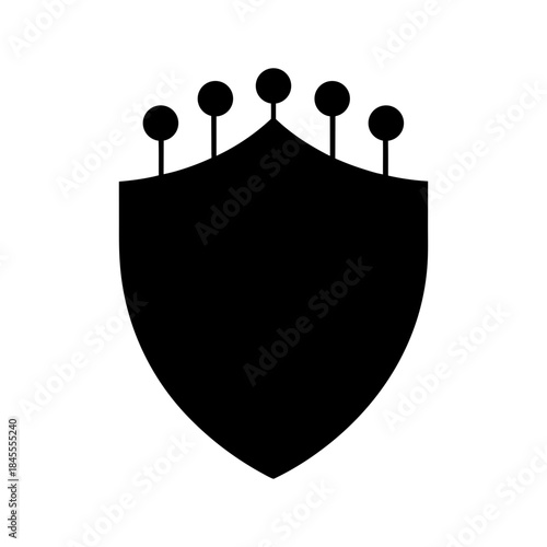 Shield Shape Built From Repeating Microchip Pattern Reflecting Digital Defense Concept Line Art Vector illustration