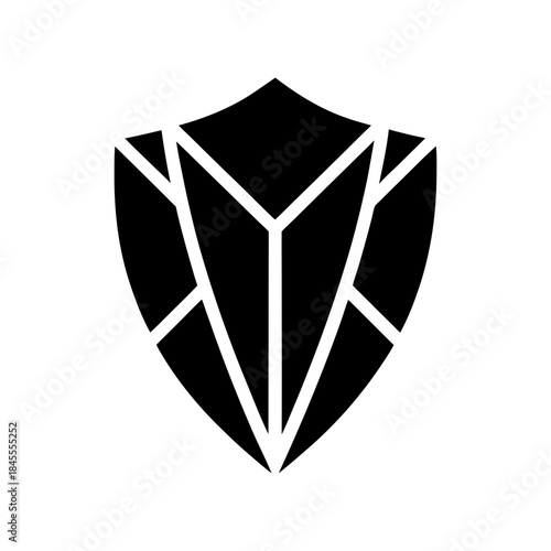 Shield Shape Made Of Intersecting Triangle Forms Creating Strong Geometric Defense Line Art Vector illustration