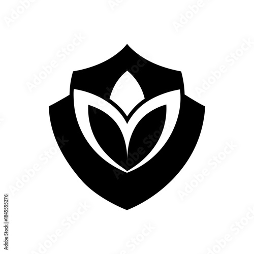 Shield Design Formed Like Flower Petals Opening Gracefully With Natural Symmetry Line Art Vector illustration