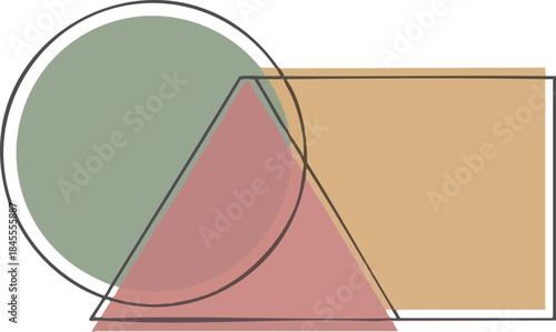 Overlapping Geometric Shapes A Colorful Abstract Design with Circle, Triangle and Rectangle