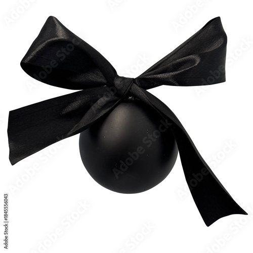 Black Christmas Ball With Elegant Satin Bow